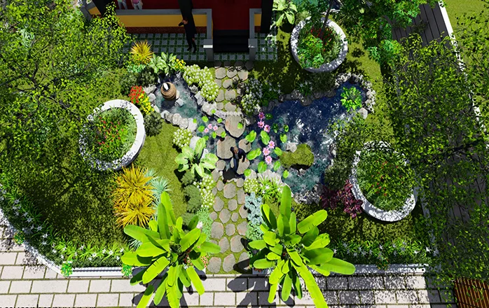 Thiết kế thi công sân vườn biệt thự tại Bình Dương